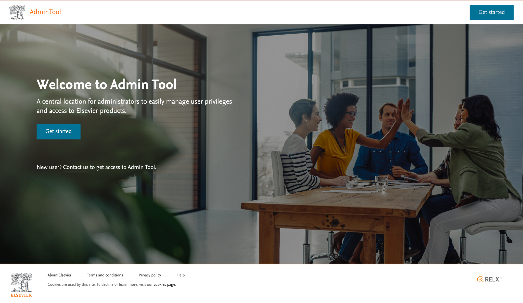 Admin Tool welcome page