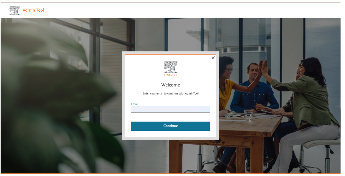 Admin Tool email address entry page