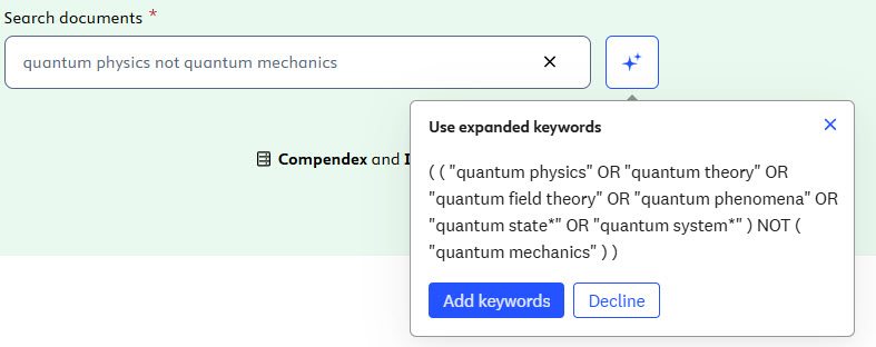Expanded Boolean input query builder example