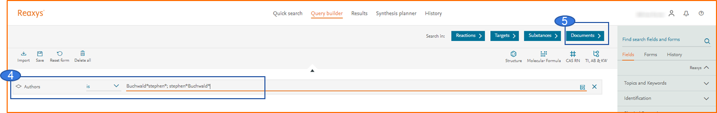 Screenshot of a literature search by author