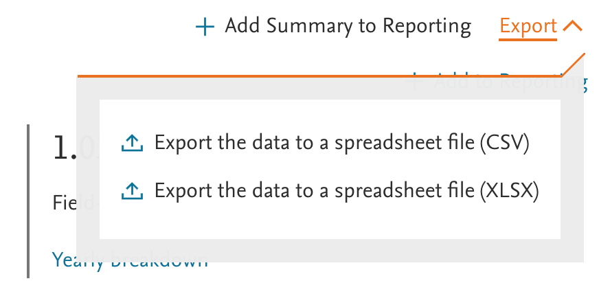 Export format options
