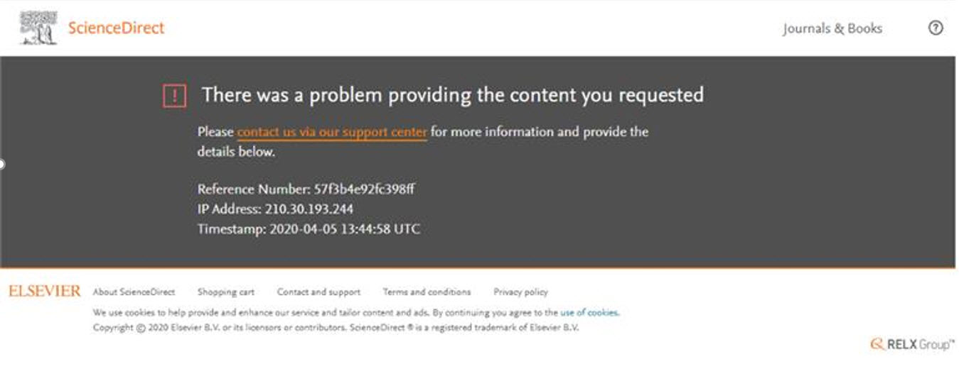 Why Am I Getting An Error Message Indicating That My Ip Address Has Been Blocked Sciencedirect Support Center