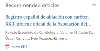 Screenshot of recommended articles