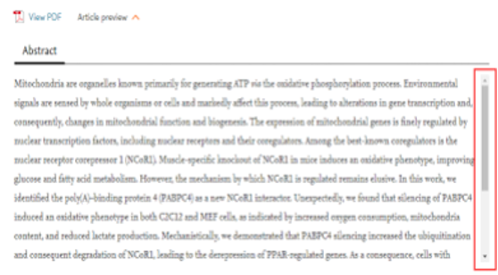 Screenshot scrollbar next to article abstract