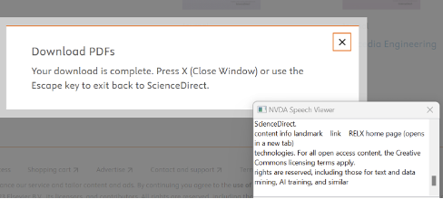 Screenshot of download modal on Books page