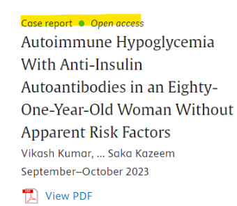 Screenshot of an article title with metadata. The document type and access indicator (Case report and Open access) are highlighted
