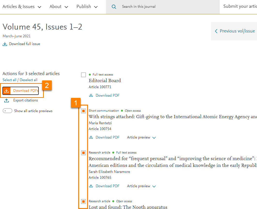 steps to download multiple issues from a journal issue page