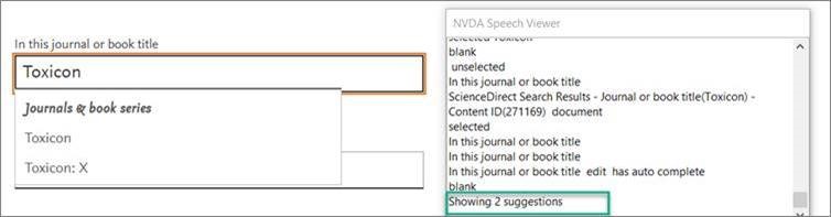 screenshot of the number of suggestions showing